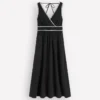 Lorna Trim Double Cloth Dress Black Ivory Lorna Trim Double Cloth Dress Black Ivory