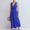 Lorna Trim Double Cloth Dress Bright Blue Lorna Trim Double Cloth Dress Bright Blue