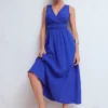 Lorna Trim Double Cloth Dress Bright Blue Lorna Trim Double Cloth Dress Bright Blue