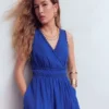 Lorna Trim Double Cloth Dress Bright Blue Lorna Trim Double Cloth Dress Bright Blue