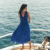 Lorna Trim Double Cloth Dress Bright Blue Lorna Trim Double Cloth Dress Bright Blue