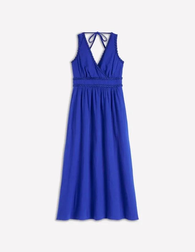 Lorna Trim Double Cloth Dress Bright Blue Lorna Trim Double Cloth Dress Bright Blue