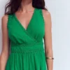 Lorna Trim Double Cloth Dress Rich Emerald Lorna Trim Double Cloth Dress Rich Emerald