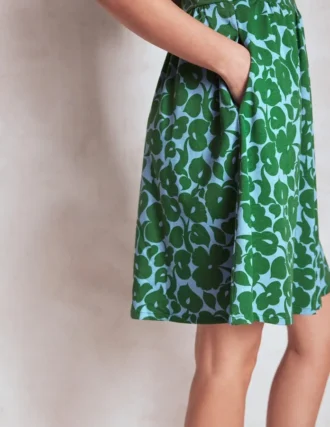 Louisa Short Jersey Dress Highland Green, Leafy Grove