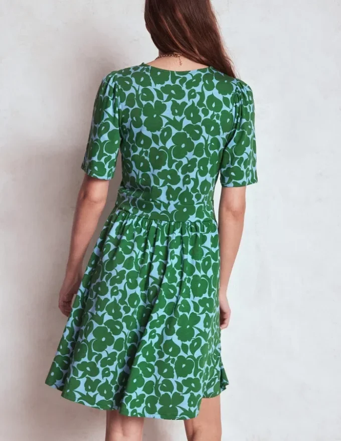 Louisa Short Jersey Dress Highland Green, Leafy Grove Louisa Short Jersey Dress Highland Green, Leafy Grove