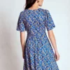 Louisa Short Jersey Dress Kingfisher Blue, Floweret Vine Louisa Short Jersey Dress Kingfisher Blue, Floweret Vine