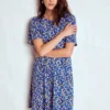 Louisa Short Jersey Dress Kingfisher Blue, Floweret Vine Louisa Short Jersey Dress Kingfisher Blue, Floweret Vine