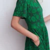 Louisa Short Jersey Dress Midnight Teal, Floral Frenzy