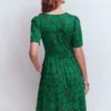 Louisa Short Jersey Dress Midnight Teal, Floral Frenzy
