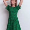 Louisa Short Jersey Dress Midnight Teal, Floral Frenzy