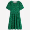 Louisa Short Jersey Dress Midnight Teal, Floral Frenzy
