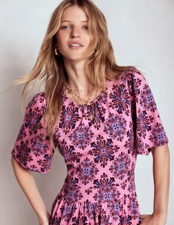 Louisa Short Jersey Dress Pink Lemonade, Bloom Mosaic Louisa Short Jersey Dress Pink Lemonade, Bloom Mosaic