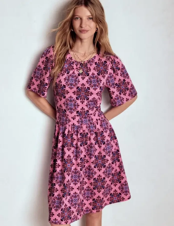Louisa Short Jersey Dress Pink Lemonade, Bloom Mosaic Louisa Short Jersey Dress Pink Lemonade, Bloom Mosaic