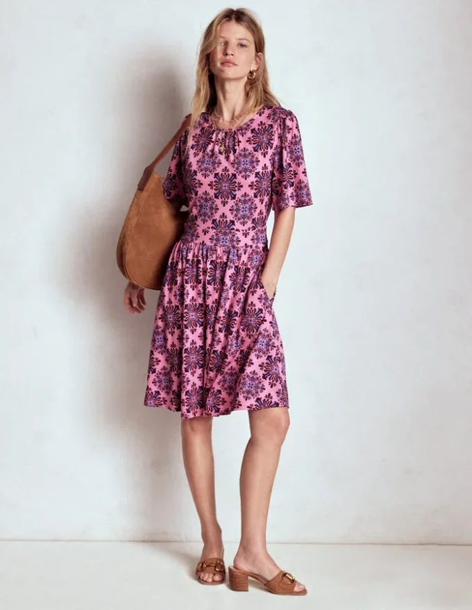 Louisa Short Jersey Dress Pink Lemonade, Bloom Mosaic Louisa Short Jersey Dress Pink Lemonade, Bloom Mosaic