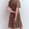 Louisa Short Jersey Dress Raw Umber, Painted Dot Louisa Short Jersey Dress Raw Umber, Painted Dot