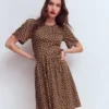 Louisa Short Jersey Dress Raw Umber, Painted Dot Louisa Short Jersey Dress Raw Umber, Painted Dot