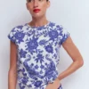 Louisa Slub T-Shirt Blue Tigers Paradise Placement Louisa Slub T-Shirt Blue Tigers Paradise Placement
