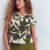 Louisa Slub T-Shirt Leaf Print Louisa Slub T-Shirt Leaf Print