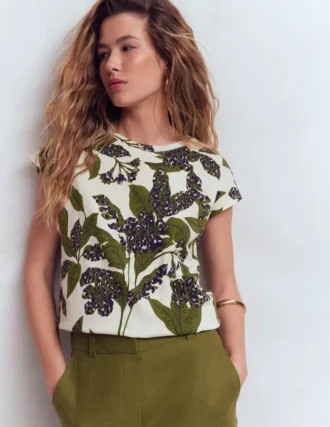 Louisa Slub T-Shirt Leaf Print