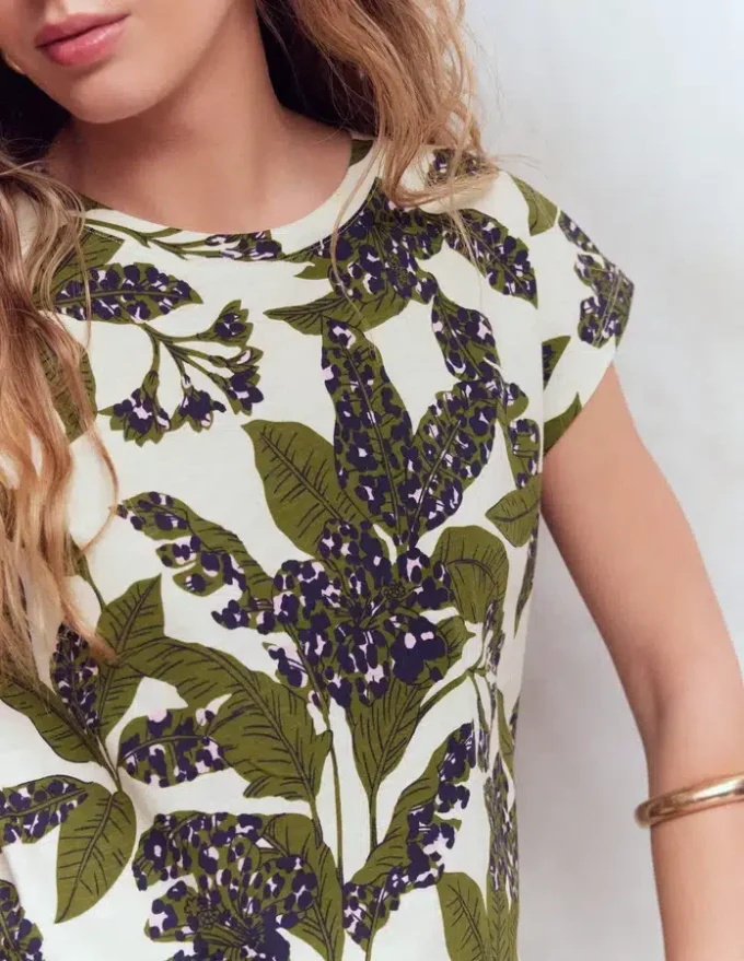 Louisa Slub T-Shirt Leaf Print Louisa Slub T-Shirt Leaf Print