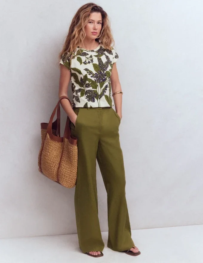 Louisa Slub T-Shirt Leaf Print Louisa Slub T-Shirt Leaf Print