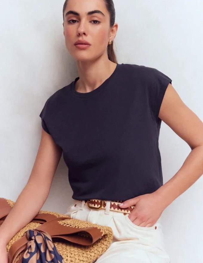 Louisa Slub T-Shirt Navy Louisa Slub T-Shirt Navy