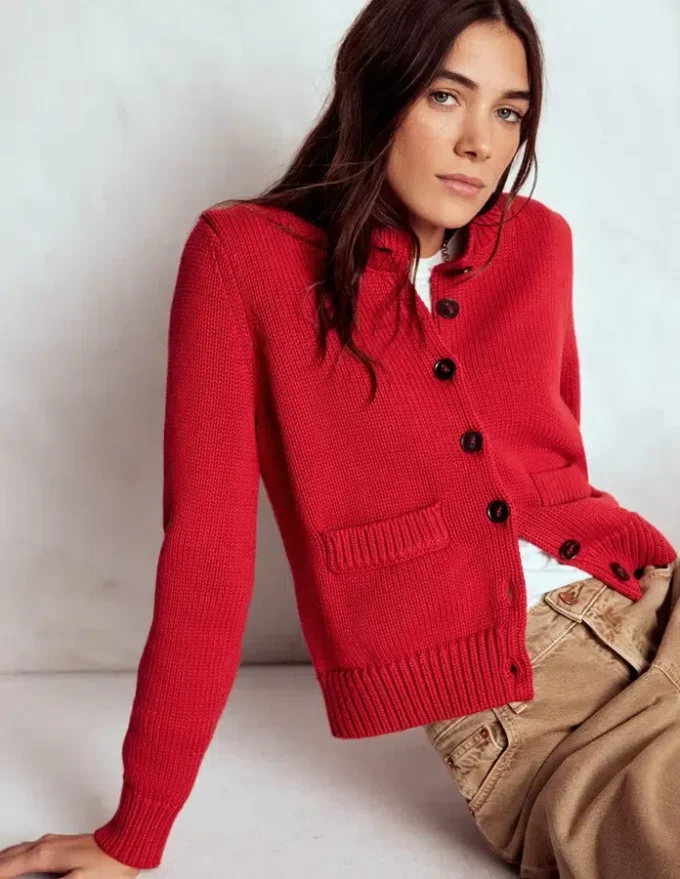 Lucy Chunky Cotton Cardigan Merida Red Lucy Chunky Cotton Cardigan Merida Red