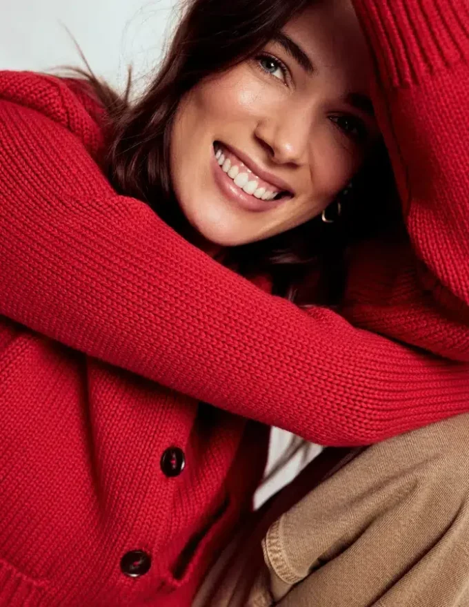 Lucy Chunky Cotton Cardigan Merida Red Lucy Chunky Cotton Cardigan Merida Red