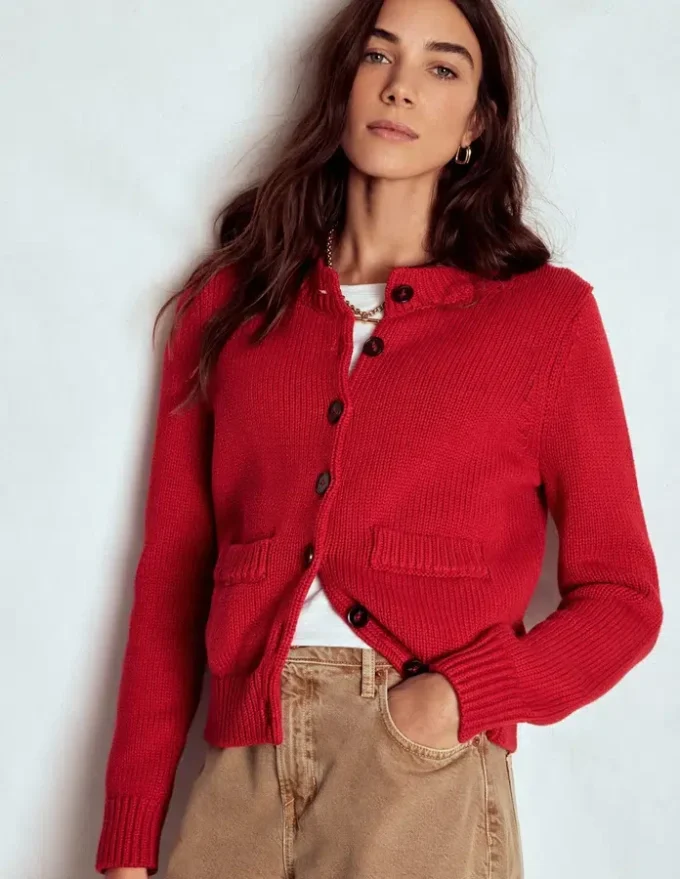 Lucy Chunky Cotton Cardigan Merida Red Lucy Chunky Cotton Cardigan Merida Red