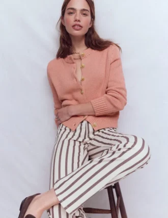 Lucy Chunky Cotton Cardigan Pink