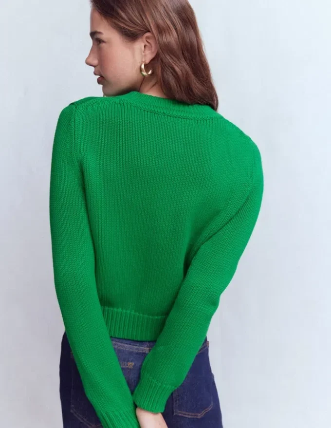 Lucy Chunky Cotton Cardigan Rich Emerald
