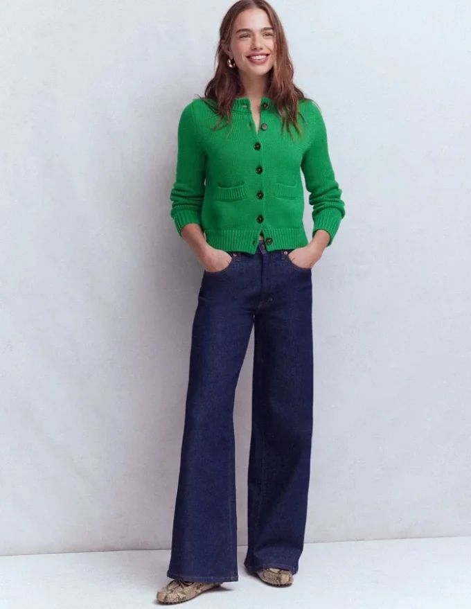 Lucy Chunky Cotton Cardigan Rich Emerald