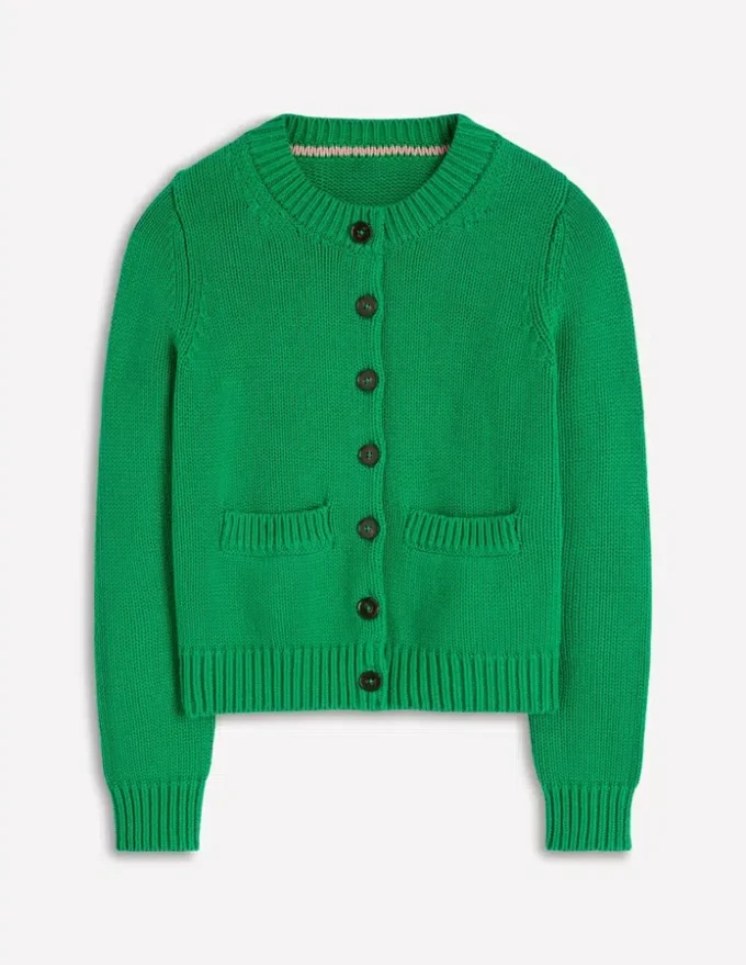 Lucy Chunky Cotton Cardigan Rich Emerald