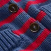 Lucy Chunky Cotton Cardigan Soft Navy and Red Stripe Lucy Chunky Cotton Cardigan Soft Navy and Red Stripe