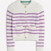 Lucy Chunky Cotton Cardigan Warm Ivory/ Mulberry Purple Lucy Chunky Cotton Cardigan Warm Ivory/ Mulberry Purple