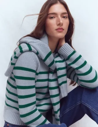 Lucy Chunky Cotton Sweater Blue/ Green