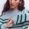 Lucy Chunky Cotton Sweater Blue/ Green Lucy Chunky Cotton Sweater Blue/ Green