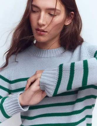Lucy Chunky Cotton Sweater Blue/ Green