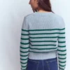Lucy Chunky Cotton Sweater Blue/ Green Lucy Chunky Cotton Sweater Blue/ Green