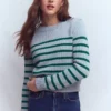 Lucy Chunky Cotton Sweater Blue/ Green Lucy Chunky Cotton Sweater Blue/ Green