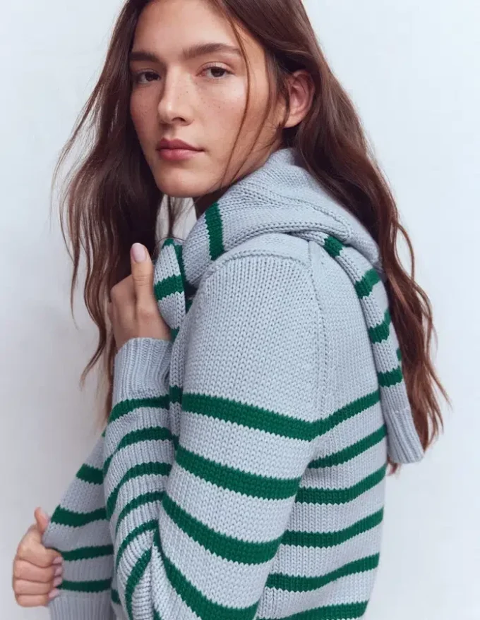 Lucy Chunky Cotton Sweater Blue/ Green Lucy Chunky Cotton Sweater Blue/ Green