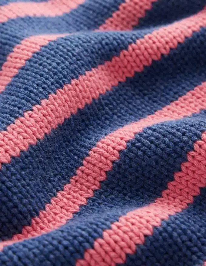 Lucy Chunky Cotton Sweater Blue, Pink Stripe Lucy Chunky Cotton Sweater Blue, Pink Stripe