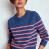 Lucy Chunky Cotton Sweater Blue, Pink Stripe Lucy Chunky Cotton Sweater Blue, Pink Stripe
