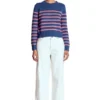 Lucy Chunky Cotton Sweater Blue, Pink Stripe Lucy Chunky Cotton Sweater Blue, Pink Stripe