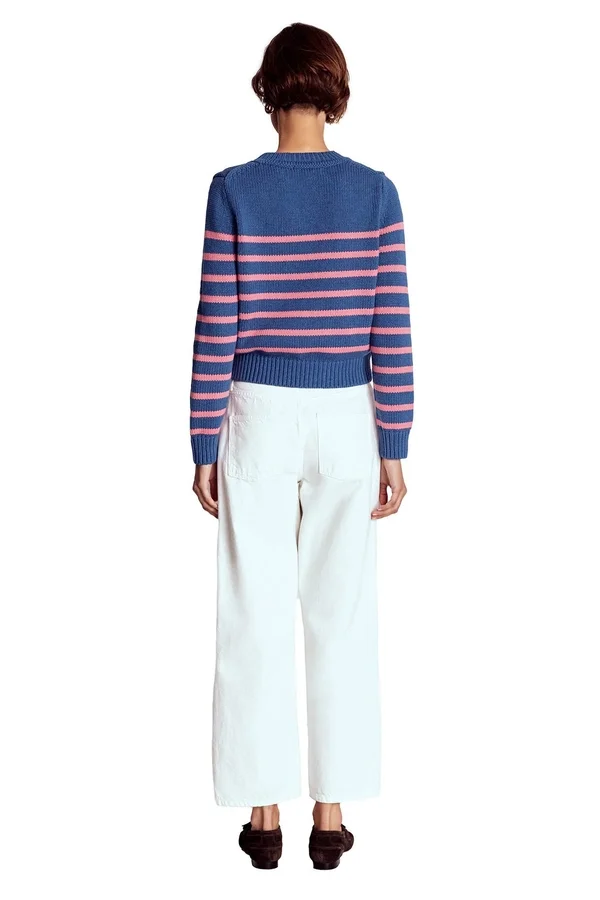 Lucy Chunky Cotton Sweater Blue, Pink Stripe Lucy Chunky Cotton Sweater Blue, Pink Stripe