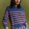 Lucy Chunky Cotton Sweater Blue, Pink Stripe Lucy Chunky Cotton Sweater Blue, Pink Stripe
