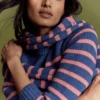 Lucy Chunky Cotton Sweater Blue, Pink Stripe Lucy Chunky Cotton Sweater Blue, Pink Stripe