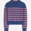 Lucy Chunky Cotton Sweater Blue, Pink Stripe Lucy Chunky Cotton Sweater Blue, Pink Stripe