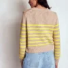 Lucy Chunky Cotton Sweater Camel Melange, Neon Stripe Lucy Chunky Cotton Sweater Camel Melange, Neon Stripe