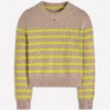 Lucy Chunky Cotton Sweater Camel Melange, Neon Stripe Lucy Chunky Cotton Sweater Camel Melange, Neon Stripe